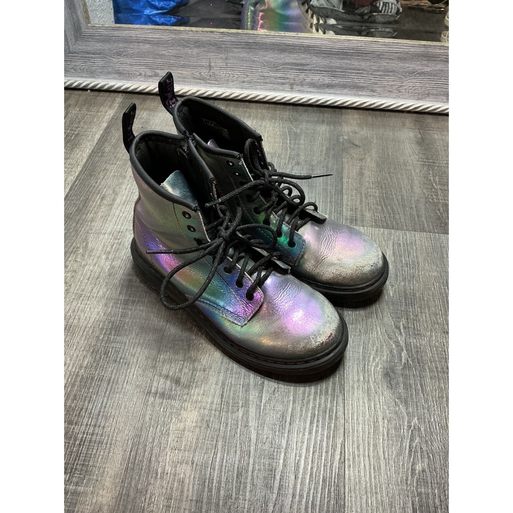 Dr. Martens 1460 J Kids Iridescent Metallic Holographic Boots Size 4 US M 5 US L